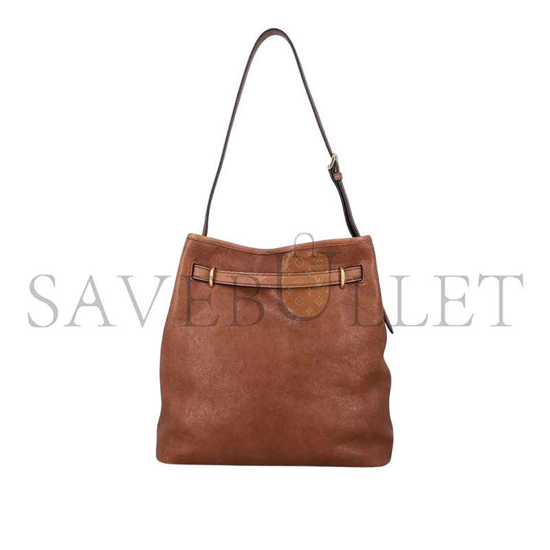 MIU MIU BROWN AVENTURE NAPPA LEATHER BUCKET SHOULDER BAG 5BE101 (31*30*13cm)